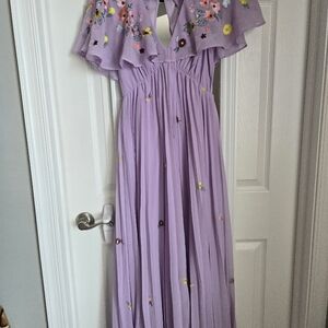 ASOS Maternity Lilac Maxi Dress with Floral Embroidery